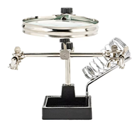 90mm Help Hand Magnifier With Soldering Stand Magnifying Glass 3x Auxiliary Clip Magnifier For Welding Detection Jewelry Loupe