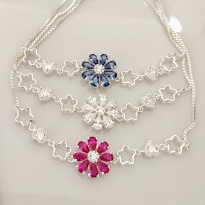 Pulsera de Flores, Pulsera de Cadena Ajustable, Plata de Ley 925, Joyería Fina, Pulsera Fina, Joyería Personalizada - Product Image 2