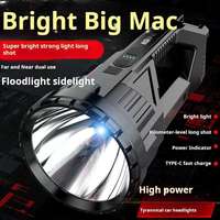 Lampe de poche étanche pour le camping en plein air avec luminosité réglable, batterie rechargeable, lumière latérale COB