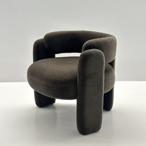 Fauteuil de salon moderne de style nordique en tissu bouclé avec design incurvé, chaise de loisirs convertible simple et créative - Product Image 1