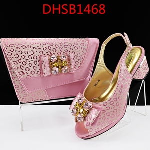 Ultimo Modello di Scarpe Nigeriane con Tacco Basso e Set di Borse, Pochette di Alta Qualità e Sandali <span class=keywords><strong>Aperti</strong></span> Stampati con Pietre - Product Image 4