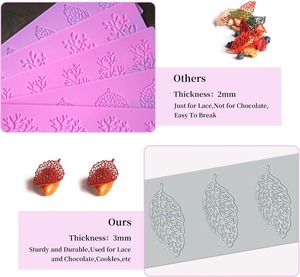 Lot de 5 moules en silicone ajourés 3D en forme de feuille de corail et de tuile, pour fondant, pâtisserie, résine, argile, sucre et décoration artisanale - Product Image 4