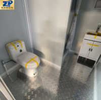 Toilettes portables de style industriel moderne pour l'extérieur, respirantes, équipées d'une salle de douche, d'un lavabo, en panneaux sandwich d'acier