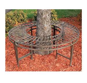 Meubles de jardin d'extérieur en fer forgé en métal de style antique <span class=keywords><strong>demi</strong></span>-<span class=keywords><strong>cercle</strong></span> <span class=keywords><strong>banc</strong></span> siège arbre bancs de patio en gros - Product Image 1
