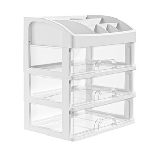 Cosmetic <b>Storage</b> Rack 4-Layer <b>Drawer</b> Style <b>Plastic</b> Makeup Organizer Desktop Holder For Beauty Tools And Face Masks - Product Image 5