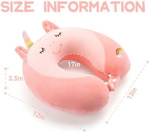 Coussin de voyage en peluche en forme de U, motif dessin animé, doux, en forme d'animal en peluche, pour le cou, pour avion, voiture, ou siège inclinable - Product Image 2