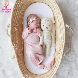 Boutique de ropa para bebés pequeños, saco de <span class=keywords><strong>dormir</strong></span> para bebés, tela de algodón acanalada acurrucada, ropa para niños, manopla anudada, vestido de bebé - Product Image 1