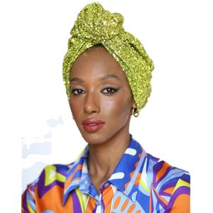 Turbante in Tulle di fantasia alla moda nuziale turbante Vintage con perline e gioiello impreziosito per i musulmani - Product Image 3