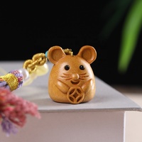Chaîne de téléphone portable en bois de santal Zodiaque, pendentif pour sac de voiture, porte-clés petit animal, accessoire pompon coloré en stock