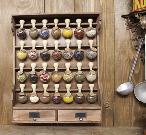 Étagère de <span class=keywords><strong>cuisine</strong></span> à épices en bois de <span class=keywords><strong>style</strong></span> rétro avec 28 bulles étagère à épices suspendue rustique en bois fixée au mur - Product Image 3
