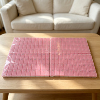 Jeu de Mahjong américain portable en acrylique 3 couches, motif papillon rose, avec tuiles imprimées exquises, pour le jeu quotidien en famille ou lors de fêtes à la maison