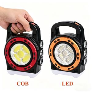 Solar-powered portable flashlight, USB rechargeable, COB waterproof, suitable for tents, LED camping, and searchlights. - Product Image 1
