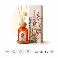 Diffuseur à bâtonnets en verre avec couvercle en forme de tomate, design minimaliste, pour huiles essentielles naturelles, décoration intérieure, cadeau moderne, accessoire, parfum personnalisé