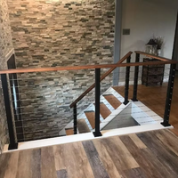 Rampe d'escalier moderne en acier inoxydable noir avec câble pour système de garde-corps d'escalier intérieur