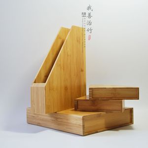 Bamboo Magazine Organizer 30x25.5x6 Cm With Multiple Slots For Office Desk Storage And Document Organization - Product Image 4