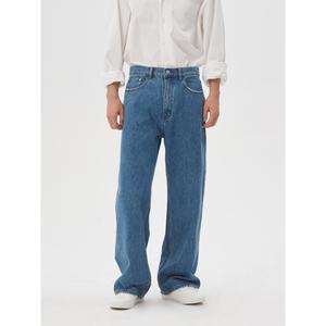 Jeans Azules Personalizados para Hombre, Lavados, de Algodón de Alta Calidad, Corte Recto Vintage, Pantalones de Mezclilla Ajustados - Product Image 2