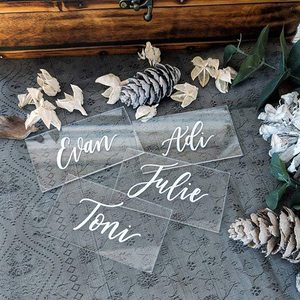 20 PIÈCES En Acrylique Haut de gamme des Cartes de Place pour le Mariage, Clair <span class=keywords><strong>Plexi</strong></span> Plaques Nom Cartes Sièges Cartes Nom D'invité Cartes pour Noël Naissance - Product Image 1
