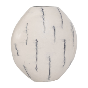 Vaso rotondo in ceramica bianco con decorazioni a strisce nere per soggiorno, camera da letto, tavolo da ufficio - Product Image 2