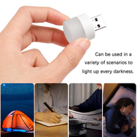 Lampu Malam Mini USB untuk Kamar Tidur, Lampu Samping Tempat Tidur Anak, Lampu Baca Cahaya Lembut, Lampu Ambient Colokan Listrik untuk Laptop, Power Bank, Komputer