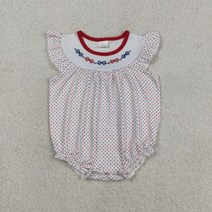 Mono de bebé al por mayor, mono de verano azul floral para niñas pequeñas - Product Image 5