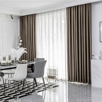XXC-cortina de lino suave y pesada para ventana, 100% poliéster, para sala de estar, de lujo