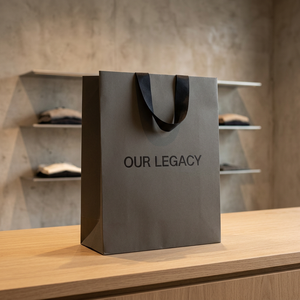 Premium Grey Kraft Paper Carry <b>Bags</b> with Twisted Handles Recyclable Durable Custom Printed for Retail Boutique Packaging - Product Image 4