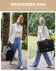 신발 칸이있는 여성을위한 50l 대형 여행 더플 주말 가방 하룻밤 병원 핸드백 요가 체육관 더플 백 휴대 - Product Image 3