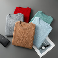 Pull-over personnalisable pour homme, col rond, motif torsadé, style décontracté chic, épais et ample, en 100 % pure laine tricotée, couche de base