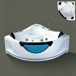 Baignoire d'angle autoportante en acrylique noir et or, grande capacité, avec fonction jacuzzi, hydromassage et spa - Product Image 5