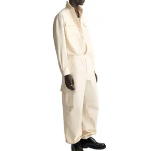 2023 Trending Men's Jumpsuit Cotton Denim Woven Cargo Jumpsuit Romper Outerwear One Piece Men Male