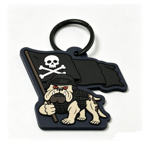 Cartoon Bulldog Pirate Flag <b>Keychain</b> Plastic Irregular Shape Digital Printing Art Collectible Hard Wearing - Product Image 5