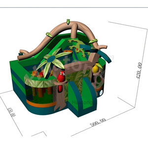 Casa de gorila inflable Huatong comercial, Castillo de salto de loro con tobogán, castillo inflable combinado con estampado de bosque para niños - Product Image 3
