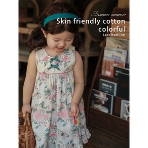 Personalizzato di alta qualità 100% cotone bambini modello estivo <span class=keywords><strong>vestito</strong></span> fiori abito senza maniche bambine abiti floreali - Product Image 1