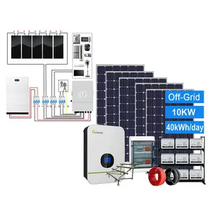 Complete Household Solar Generator Backup Power Store Energy System 3000W 5000W 10KW Hybrid Solar Panel Kit Ground Mounting