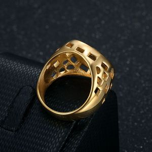 Men's Gold Plated <b>Titanium</b> Steel <b>Ring</b> With Lion Head And Diamond Pave Setting For Hip Hop Fashion Jewelry Gift - Product Image 3