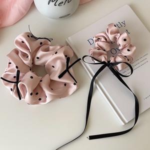 超甜美粉色圆点蝴蝶结缎面发带 粉色丝带蝴蝶结缎面发圈 女式女孩发饰 - Product Image 3