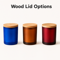 Bocaux à bougies en verre dépoli mat de couleur, avec couvercle en bois, vides, 8oz, 10oz, 14oz, pour la fabrication de bougies et la décoration intérieure