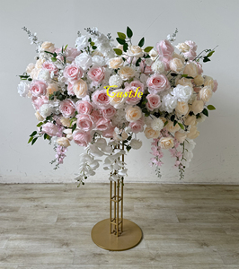 Los centros de mesa de flores de mesa redonda 5D de aduanas vienen con soporte de seda Rosa hortensias boda arreglos florales artificiales - Product Image 1