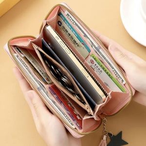 Wholesale Unisex Wristlet <b>Clutch</b> Bag Women's Cute Embroidered Tassel Multi Functional Card Slot Zipper Waterproof PU Long Wallet - Product Image 4