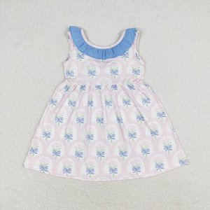 ชุดเล่นโยคะแขนกุดสำหรับเด็กผู้หญิงชุดเล่นโยคะพิมพ์ลายโบว์สีชมพู - Product Image 3