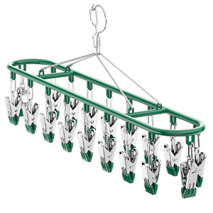 Stainless Steel Sock Drying Rack With <b>Clips</b> Rectangle Shape <b>Hook</b> Type Durable Clothespin Hanger For Underwear And Socks - Product Image 1