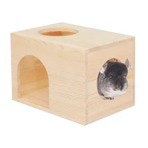 Escondite de Chinchilla para mascotas, escondite de animales pequeños de madera Natural para Chinchilla, ardilla, planeadores de azúcar