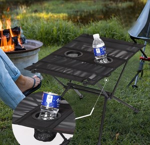 โต๊ะปิกนิกกลางแจ้งแบบพกพาพับได้พร้อมที่ยึดอลูมิเนียมอัลลอยด์เต็นท์เส้นด้ายสำหรับตั้งแคมป์ถนนการเดินทางตกปลาโต๊ะรับประทานอาหาร - Product Image 3