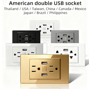 Pannello Elettrico in Vetro Standard Americano con <span class=keywords><strong>USB</strong></span> Tipo-C per Ricarica Rapida, Interruttori e Prese Domestiche - Product Image 4