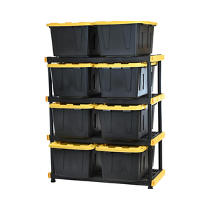 Étagère murale en plastique noir et jaune, robuste, 5 niveaux, revêtement en poudre, protection contre la corrosion, conception sans boulons, avec roulettes - Product Image 1