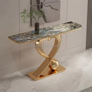 Luxury Love Heart Design Design Entrance <strong>Table</strong> <strong>Gold</strong> Shiny Metal Base Hallway Decorative <strong>Table</strong> Sintered Stone Top <strong>Console</strong> <strong>Table</strong> - Product Image 5