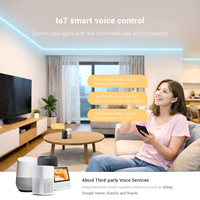 Contrôleur LED intelligent 5-en-1 RGB+CCT+W+Musique+Minuterie WiFi PWM IoT Alexa Google DC5-24V 12A Max pour bande LED, variateur de lumière, garantie 5 ans