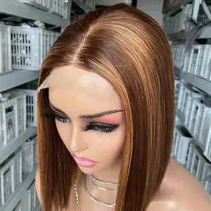 Perruques Lace Front Wig Bob naturelles vierges, perruques Lace Front Wig, cheveux humains courts 1B/27