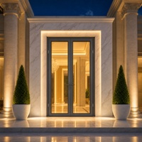 Porte extérieure en verre à cadre étroit en alliage d'aluminium pour villa, appartement, hôtel, à battants, résistante aux intempéries, design moderne