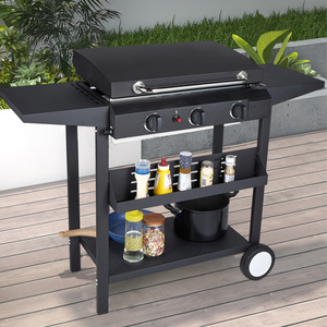 Parrilla de gas propano, plancha de barbacoa de 3 quemadores, estantes de tres capas, plancha superior plana resistente con tapa - Product Image 1